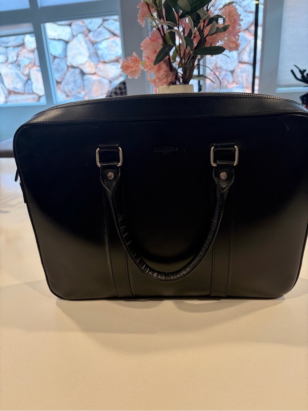 Bobbie’s black genuine leather briefcase handbag -